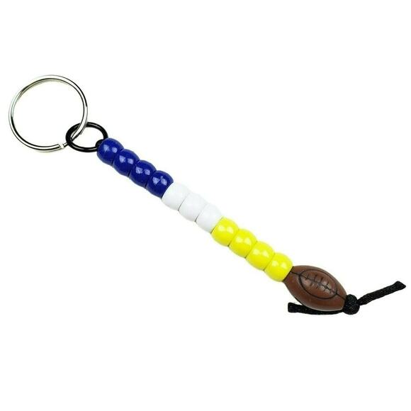 Football Keychain Blue White Yellow NFL NCAA Sports Fan Mom‎ Dad Parent Gift - Picture 1 of 4